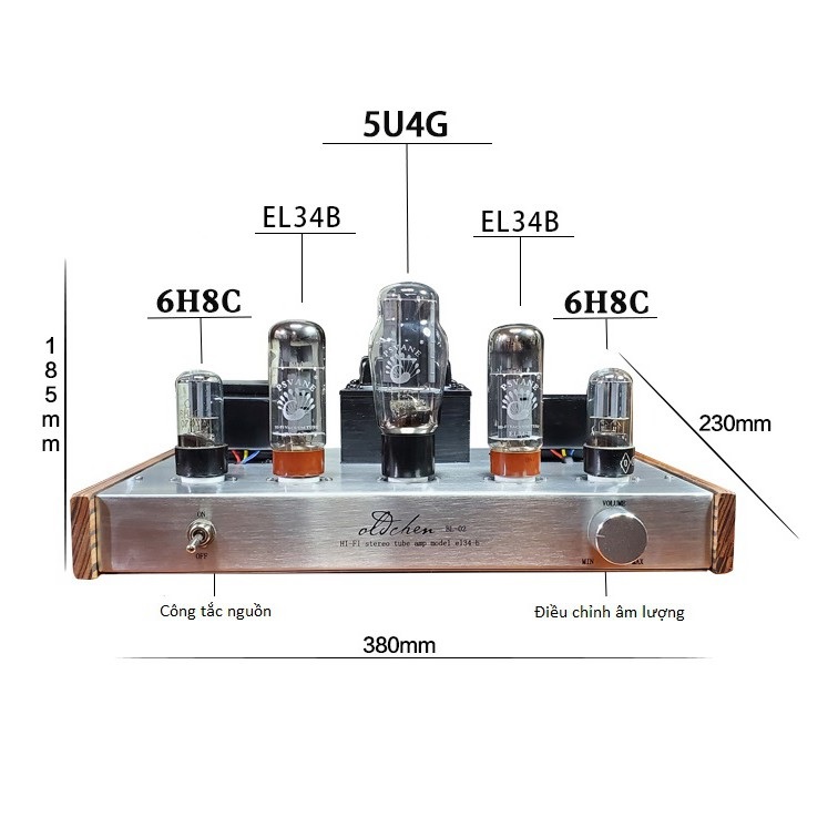 SOAIY Bộ Ampli Đèn Khuếch Đại Âm Thanh Oldchen EL34 BL-02 - Hàng Nhập Khẩu
