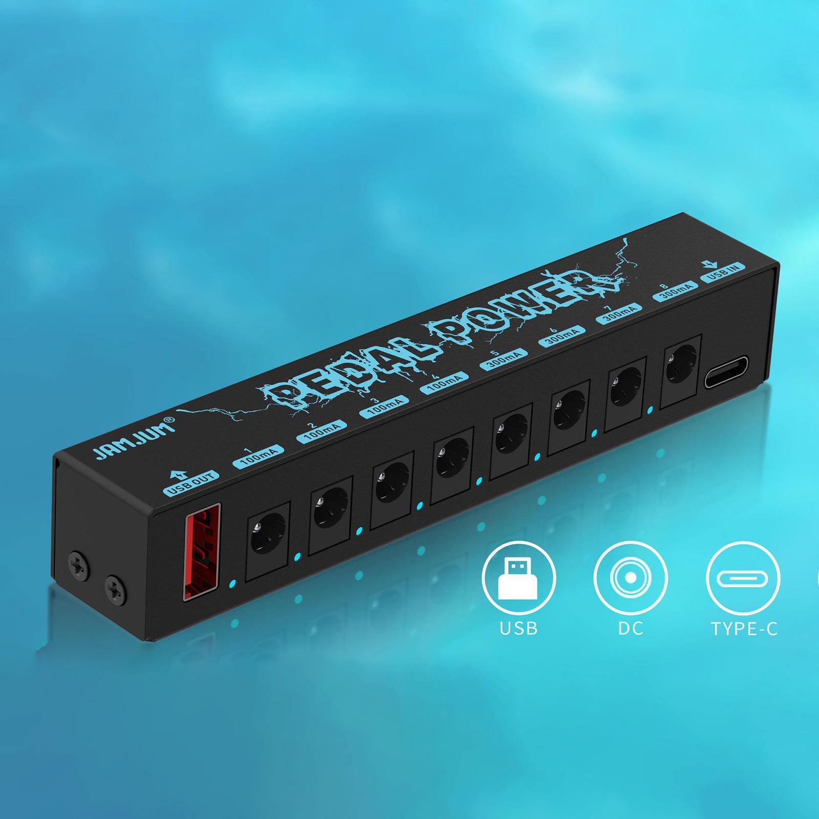 Guitars Power Supply Guitar Effector Power Supply Sturdy 100MA 300MA with 8 Outputs Durable 5V/2.1A Guitar Pedals Power Supply