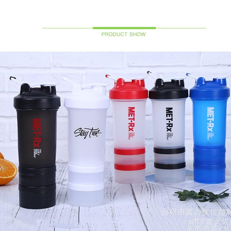 Bình nước thể thao - bình nước tập gym 3 ngăn 650ml