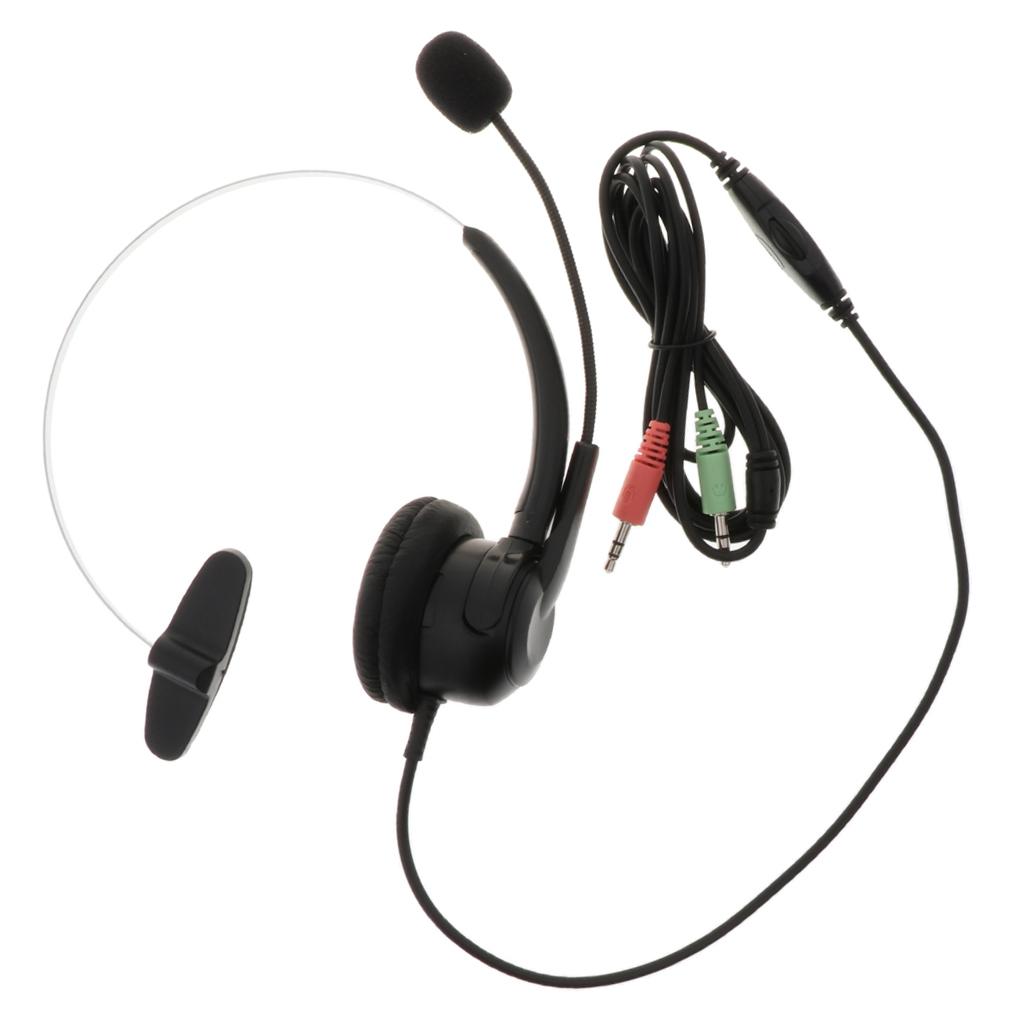 Call Center Office Hands-free Headset 3.5mm Headphone Monaural Microphone
