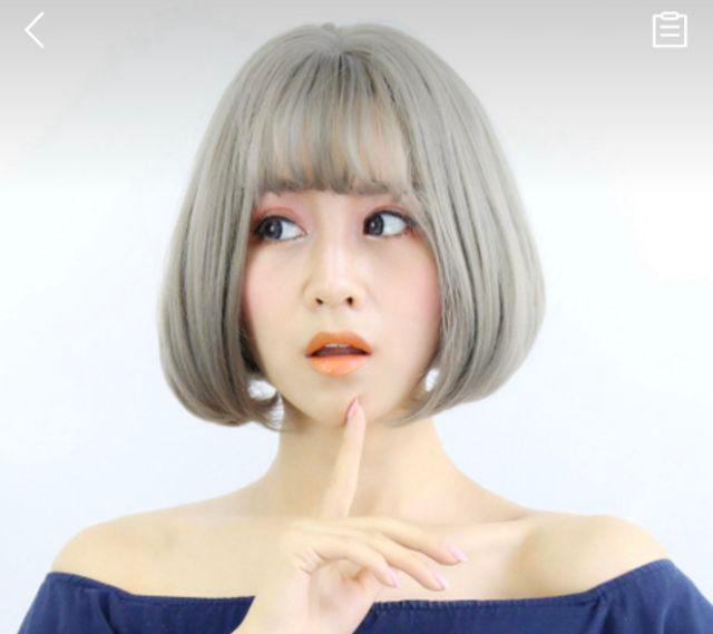 Tóc giả nguyên đầu nguyên đầu vic xám