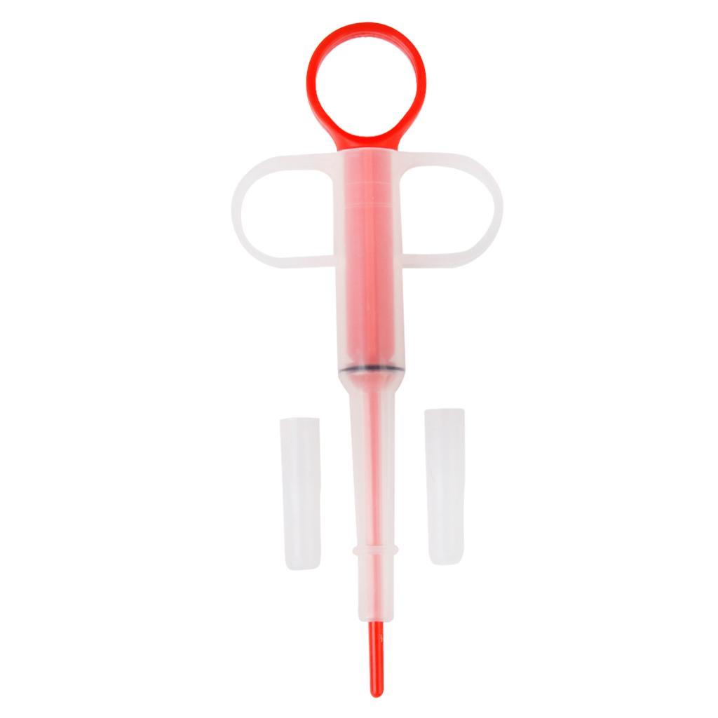 Pet Dog Cat Capsule Tablet Pill Gun Piller Pusher Syringe Doser Set Red