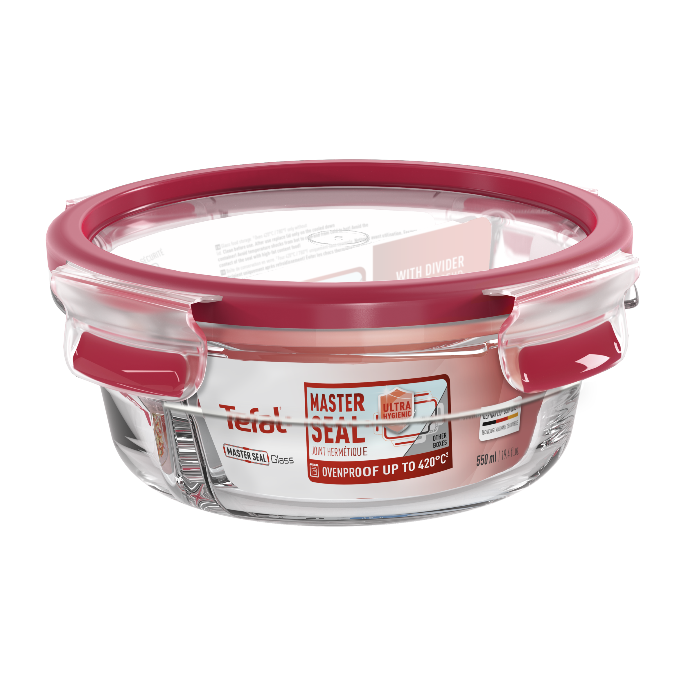 Hộp bảo quản thực phẩm thủy tinh Tefal Masterseal Glass 550ml - Hàng chính hãng