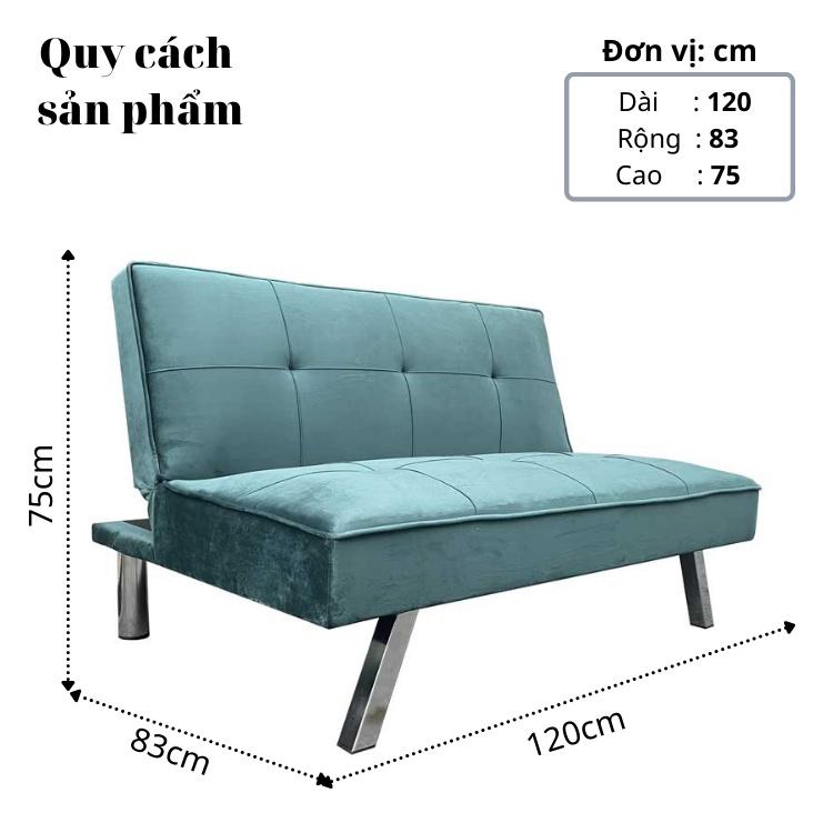 Ghế salon mini 1m2 nhỏ gọn màu xanh rêu vải nhung giá rẻ cho phòng khách nhỏ - Sofa Giường Thông Minh