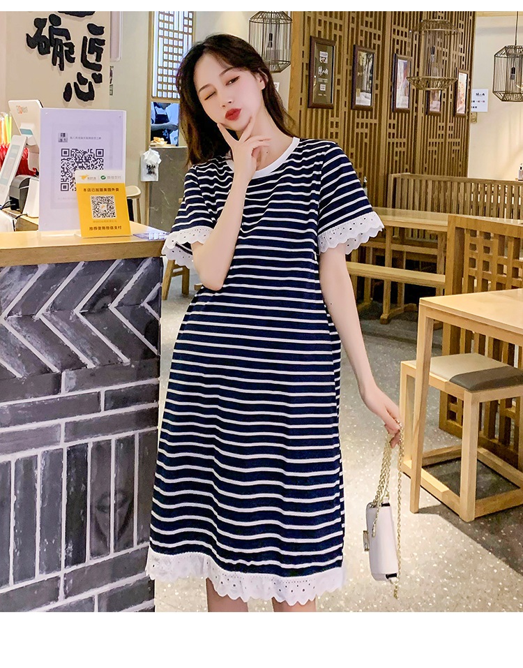 Đầm bầu suông thun sọc kẻ DN21