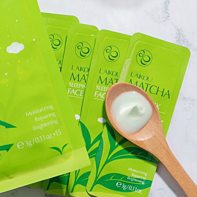 Bịch 15 Miếng Mặt Nạ Ngủ Trà Xanh Matcha Mud Mask Laikou