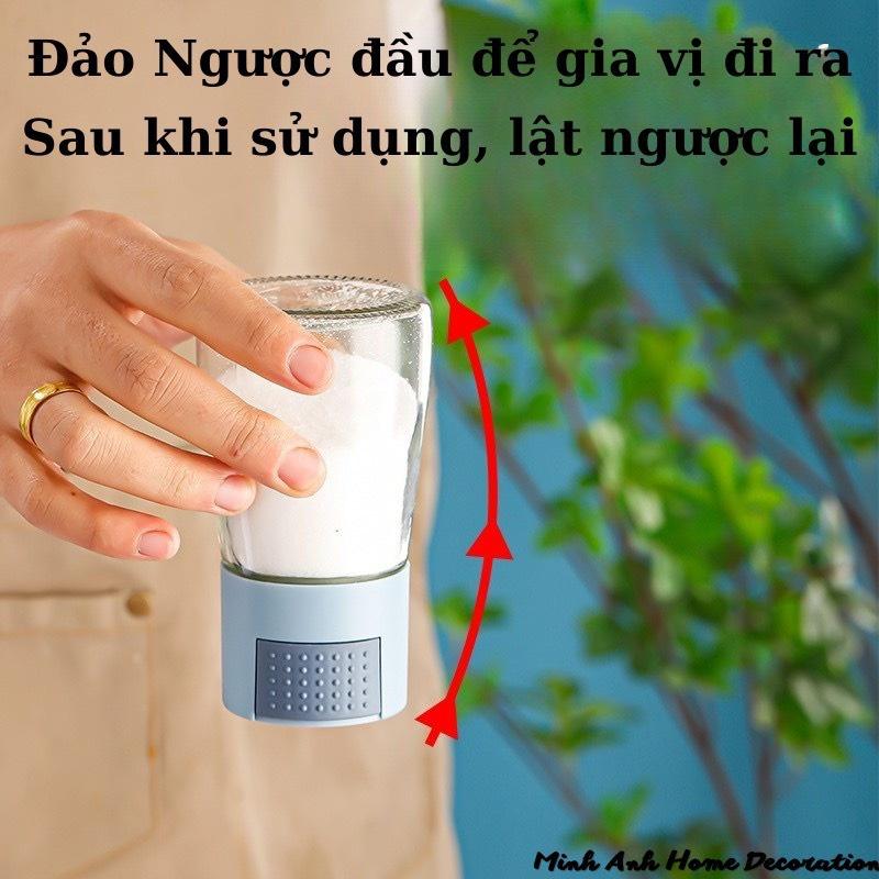 Hũ Đựng Gia Vị Thủy Tinh Nhà Bếp Cao Cấp 180ml Bấm Nút Định Lượng, Thông Minh