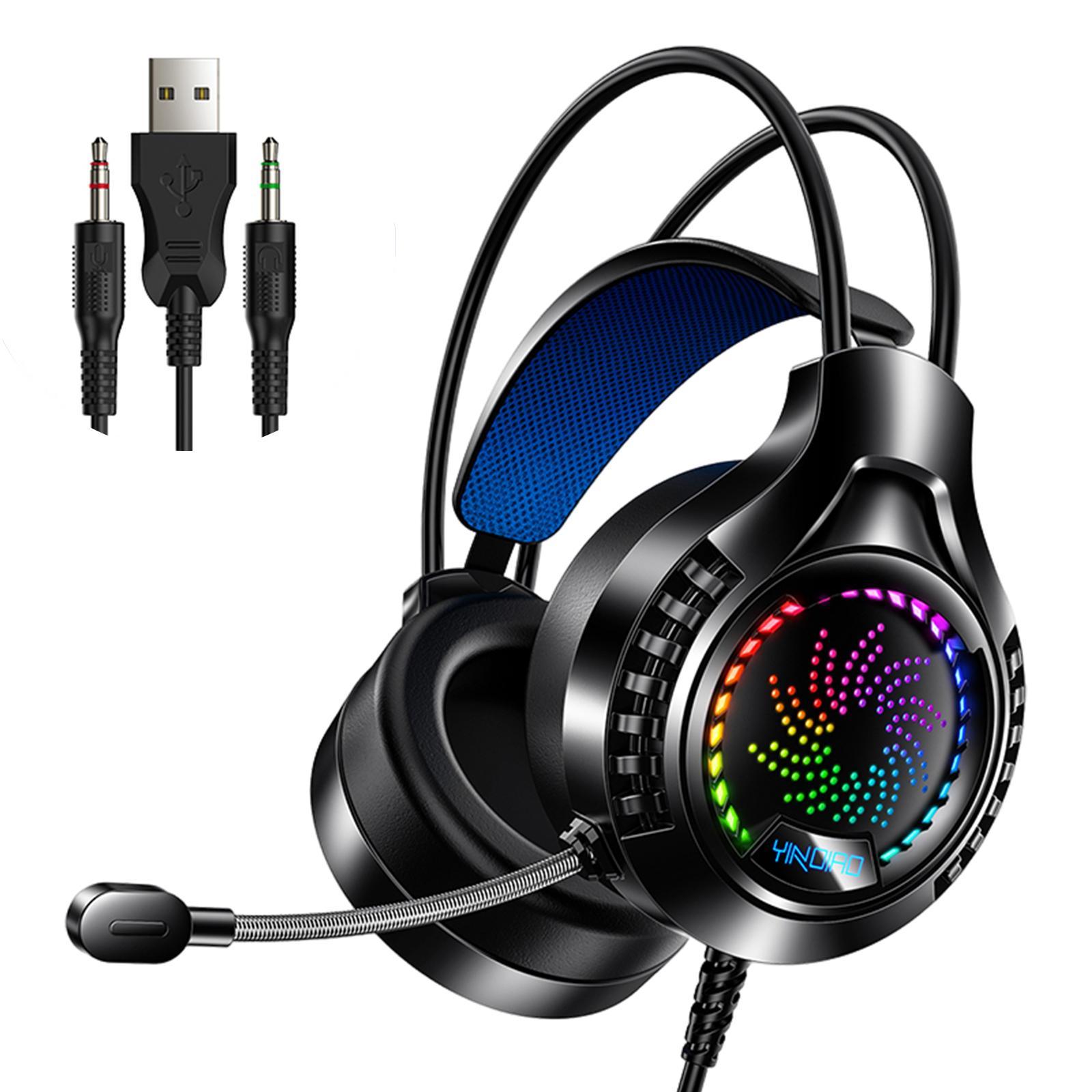 Gaming Headset Soft Earmuffs Noise Canceling with Light for