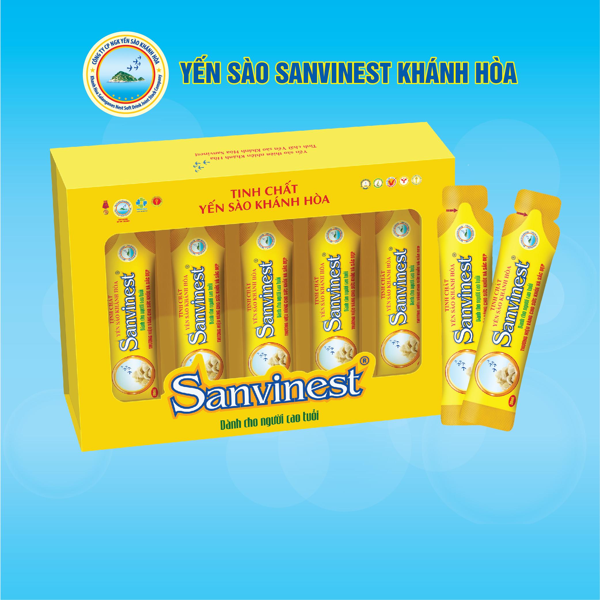 Hộp quà tặng Tinh chất Yến sào Khánh Hòa Sanvinest dành cho người cao tuổi 20 túi 20ml