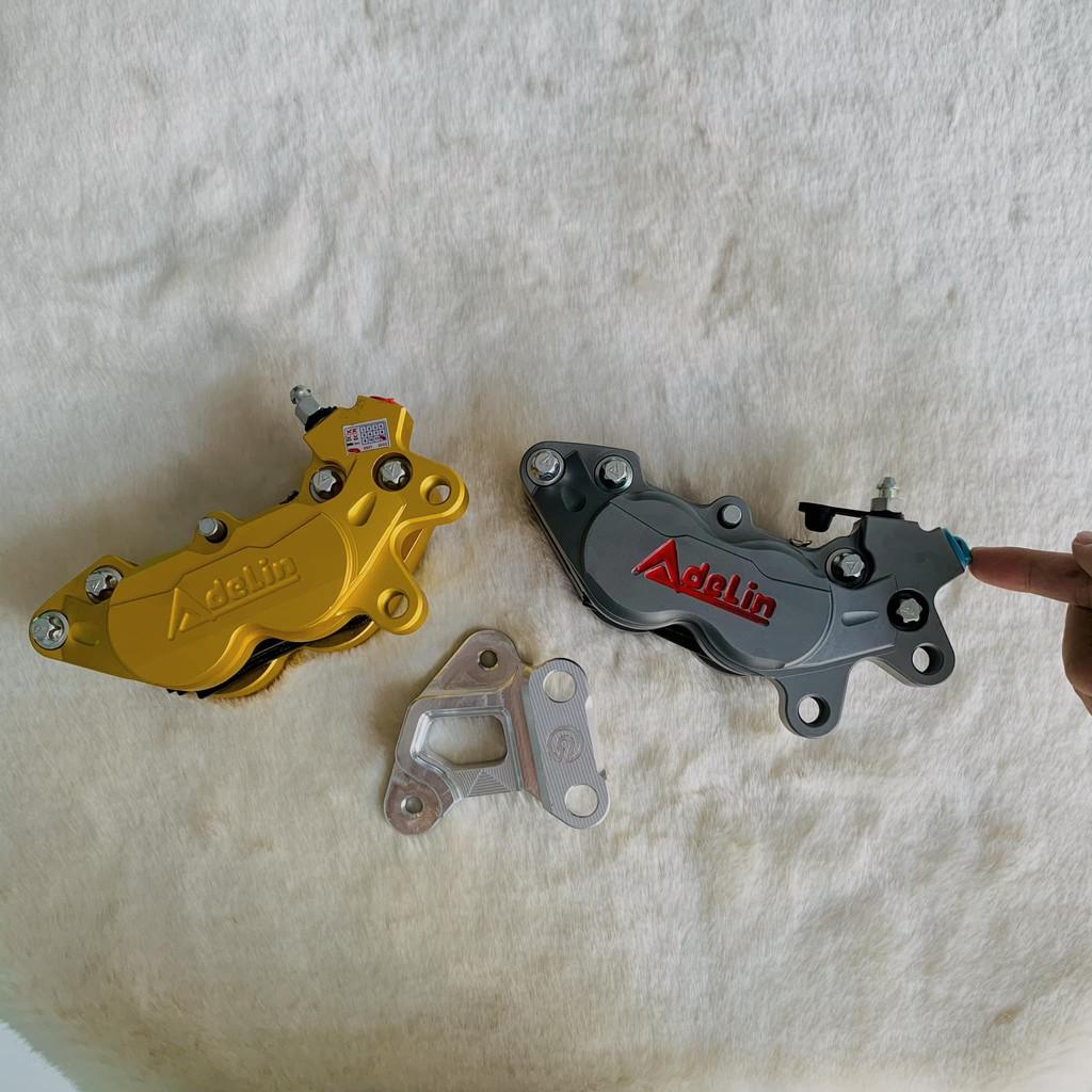 Pát Heo adelin 4 piston cho Raider/Satria đĩa 290, 295 làm bằng nhôm CNC nguyên khối