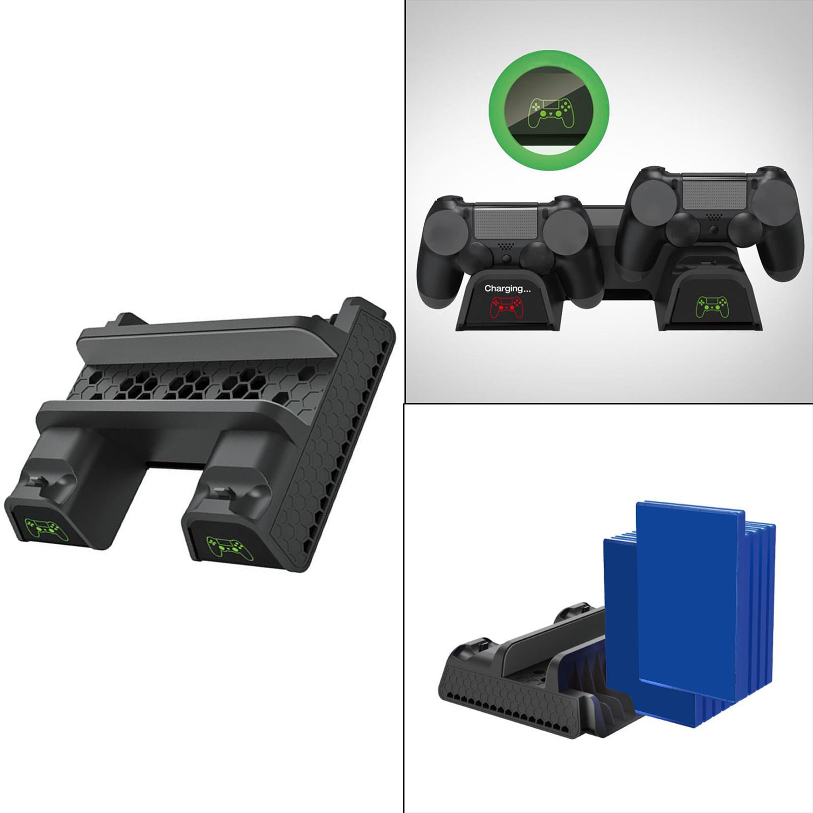 Vertical Stand+Cooling Fan+Controller Charging Station +Game Storage for PS4
