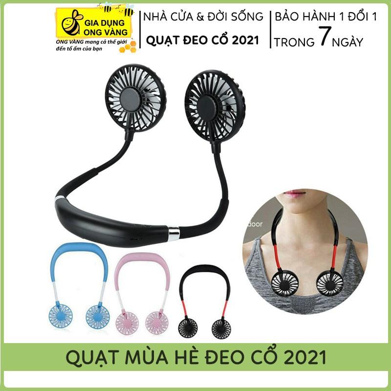 Quạt Mini Mùa Hè Đeo Cổ Tích Điện Gấp Gọn, Điều Chỉnh Hướng Theo Ý Muốn Tiện Dụng Cho Mùa Hè 2021