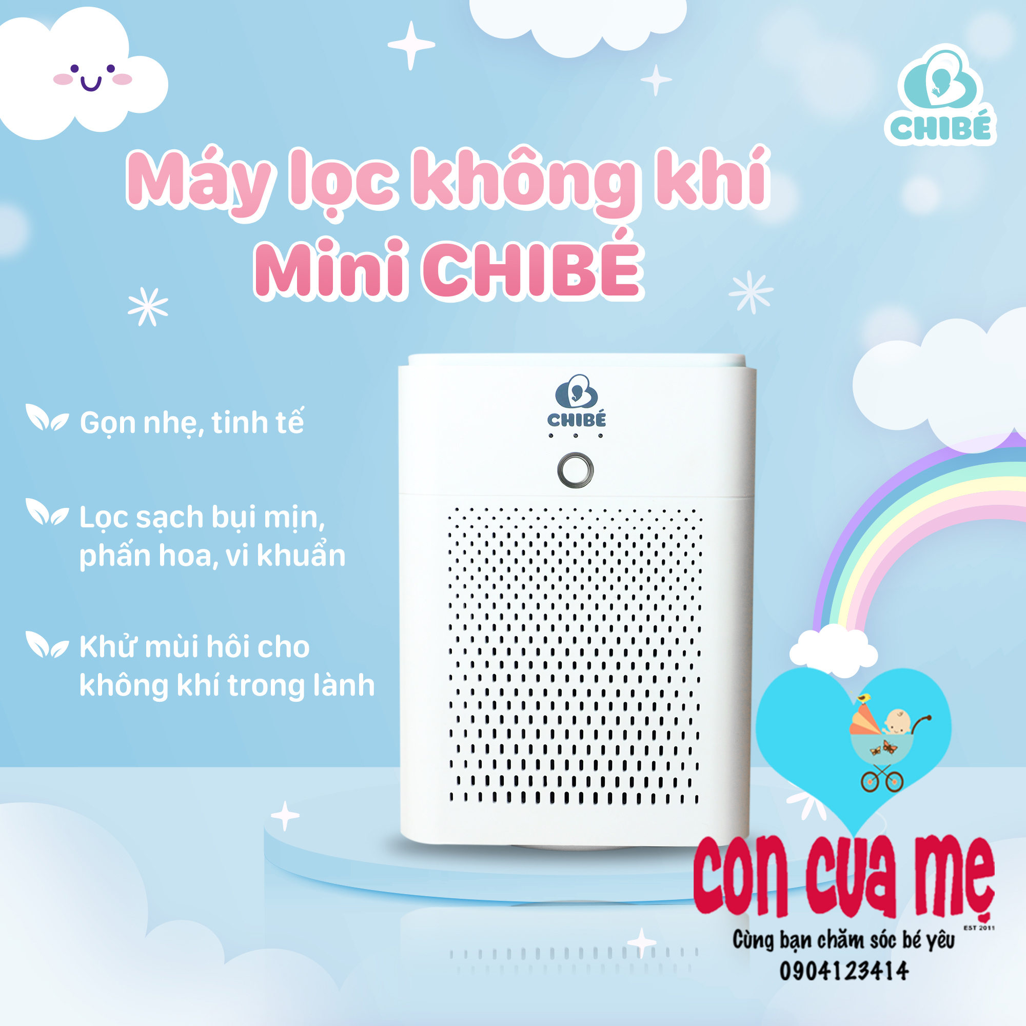 Hàng Chính Hãng - Máy lọc không khí Mini CHIBÉ CB001 cho phòng bé luôn trong lành KHỬ MÙI TOÀN DIỆN - NHÀ LIỀN THƠM THO