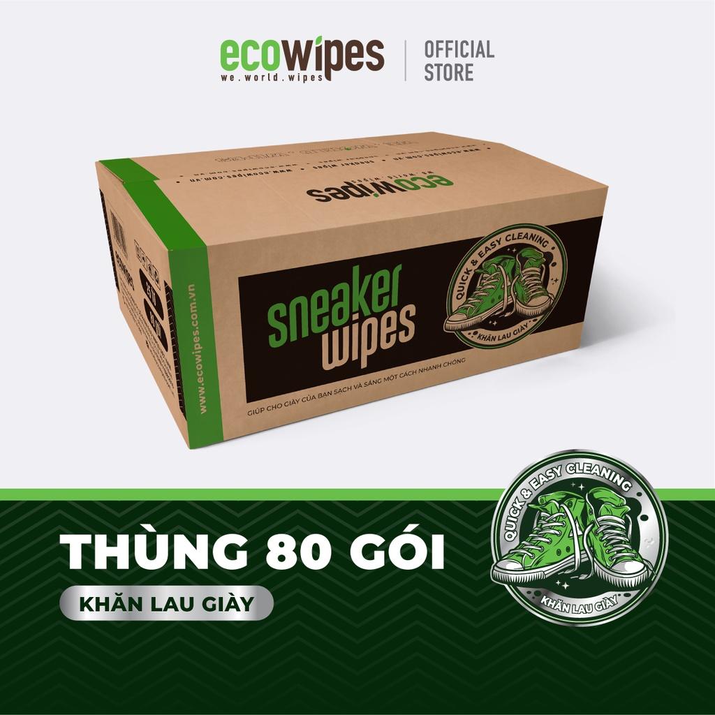 Thùng 80 gói khăn giấy ướt lau giày Sneaker Wipes gói 25 tờ làm sạch nhanh chóng các vết bẩn