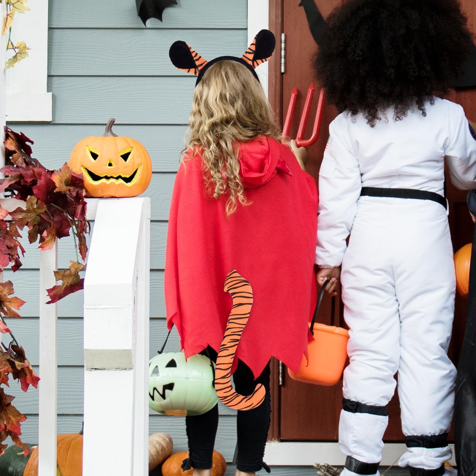 Tiger Ears and Long Tail Faux Ears Hair Clip for Dance Performance Christmas