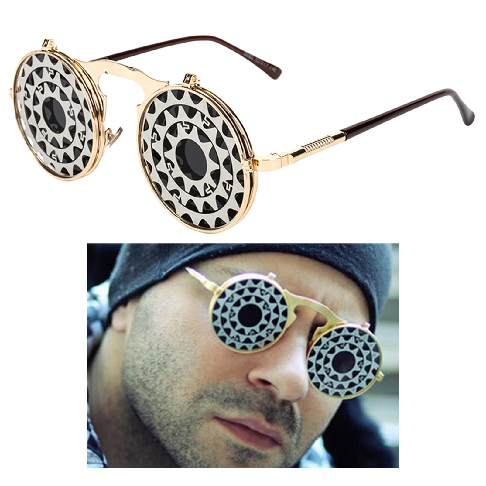 Fashion Steampunk Vintage Style Flip Up Round Sunglasses Vintage Circle Goggles Men Women