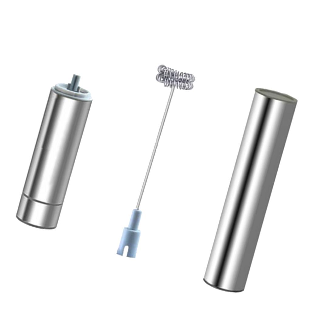 Electric Stainless Milk Frother with Double Spring Whisk Head & Storage Tube