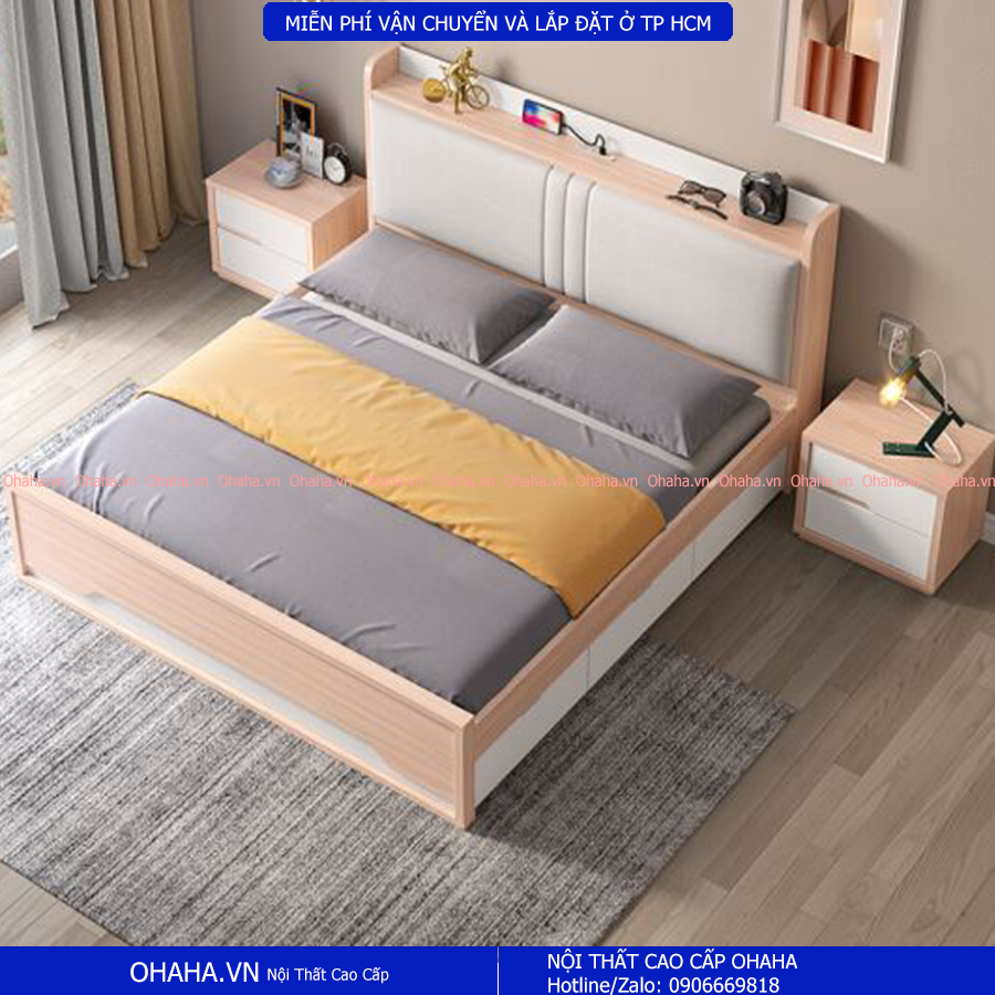 Giường Ngủ Thông Minh HMR Lõi Xanh Cao Cấp OHAHA ( Rộng x Dài: 160cm x 200cm )