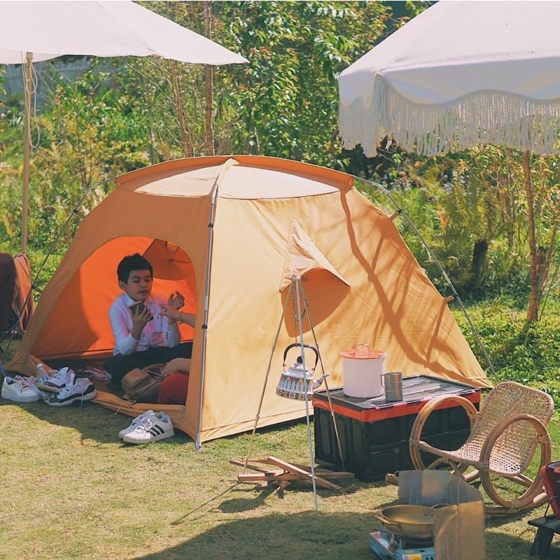 Lều cắm trại du lịch dã ngoại lều 4 người vải canvas chống thấm chống nóng glamping vintage A260