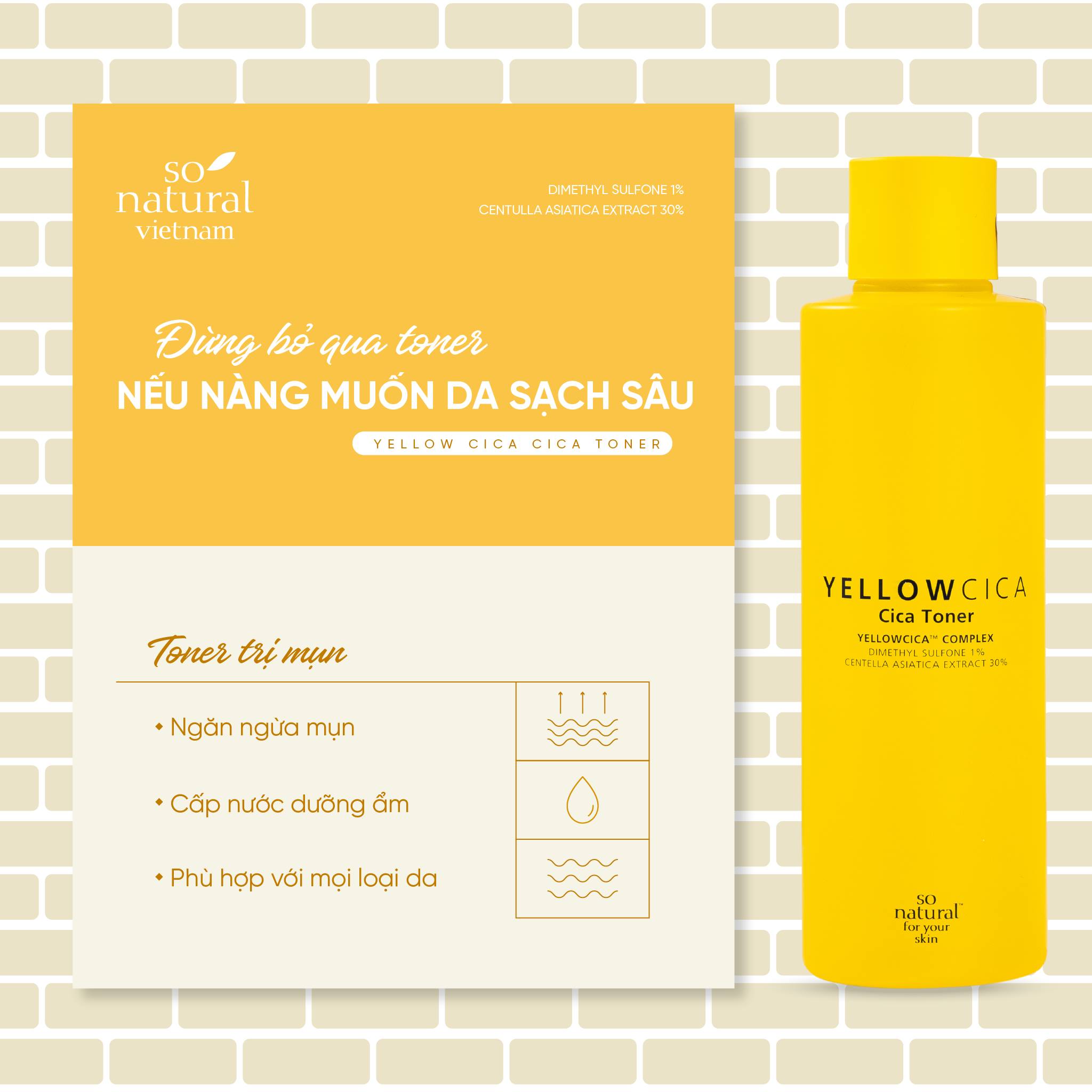 Toner Làm Dịu Mụn Dành Cho Da Mặt Yellow Cica 260Ml So Natural