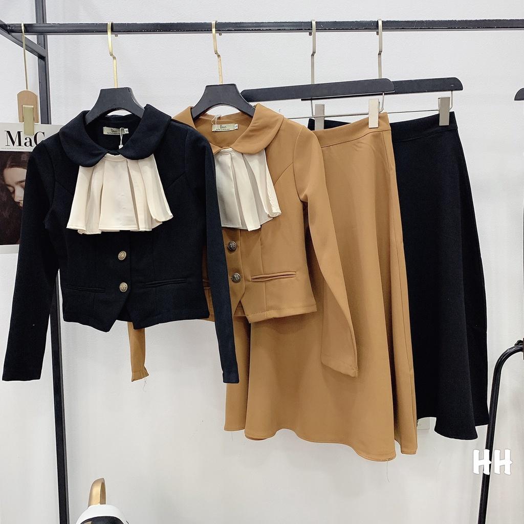 AO VEST PHỐI NƠ TRẮNG 2 MÀU