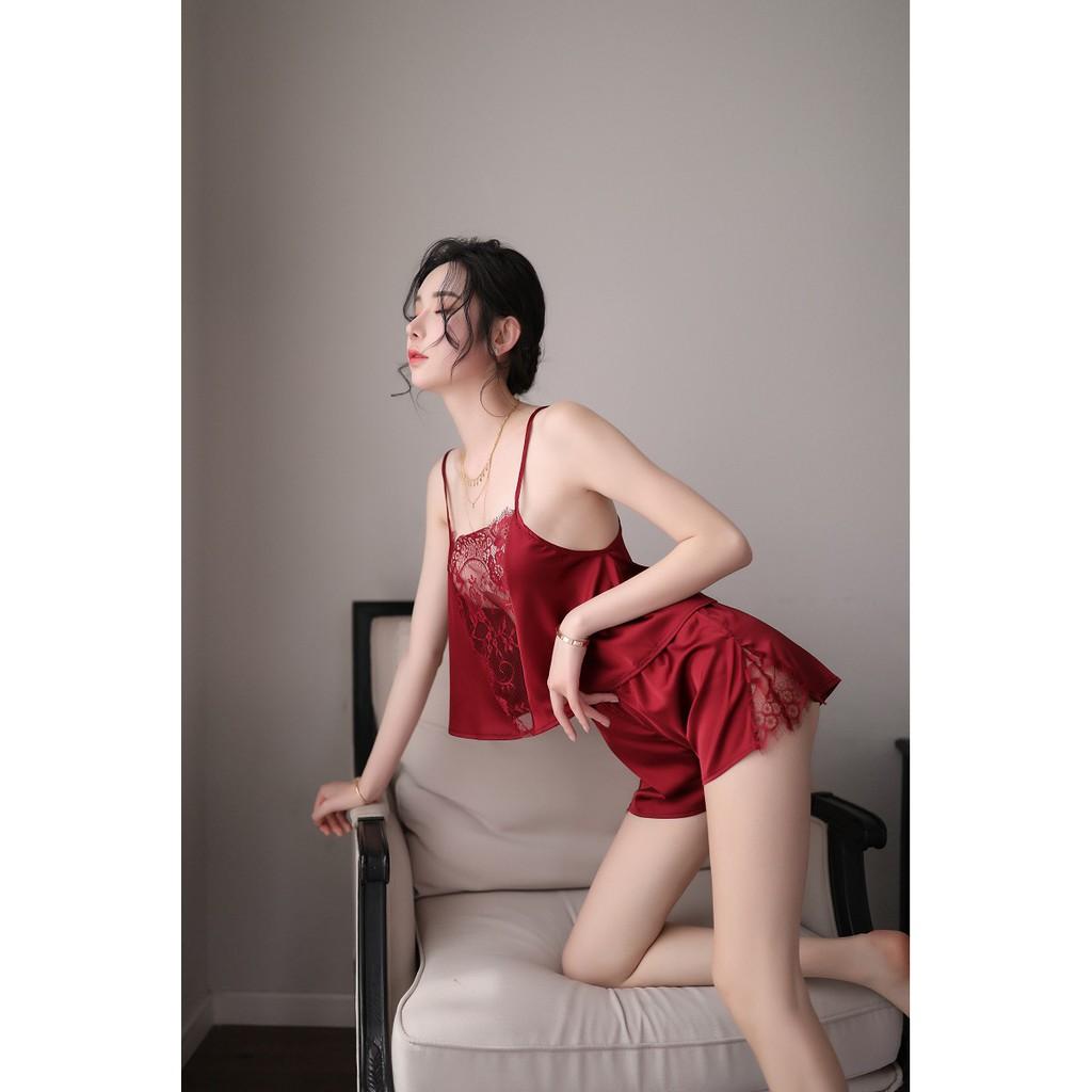 Bộ ngủ 2 dây Ren thêu ngực Sexy MS5131