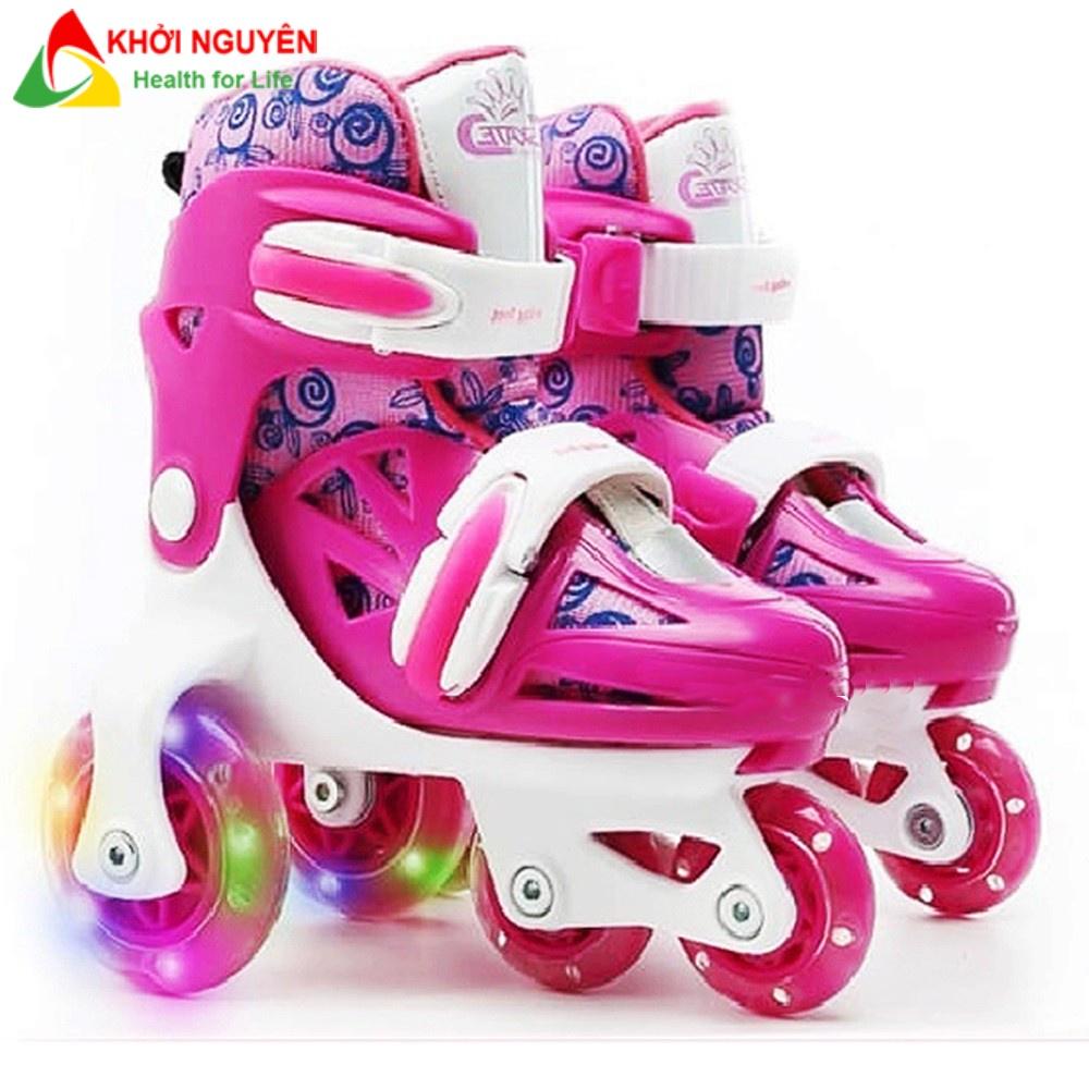 Giày patin trẻ em 2-5 tuổi LEYA có 3 hàng bánh đi được luôn, tặng kèm bảo hộ chân tay, bánh có đèn led, quà tặng năm mới