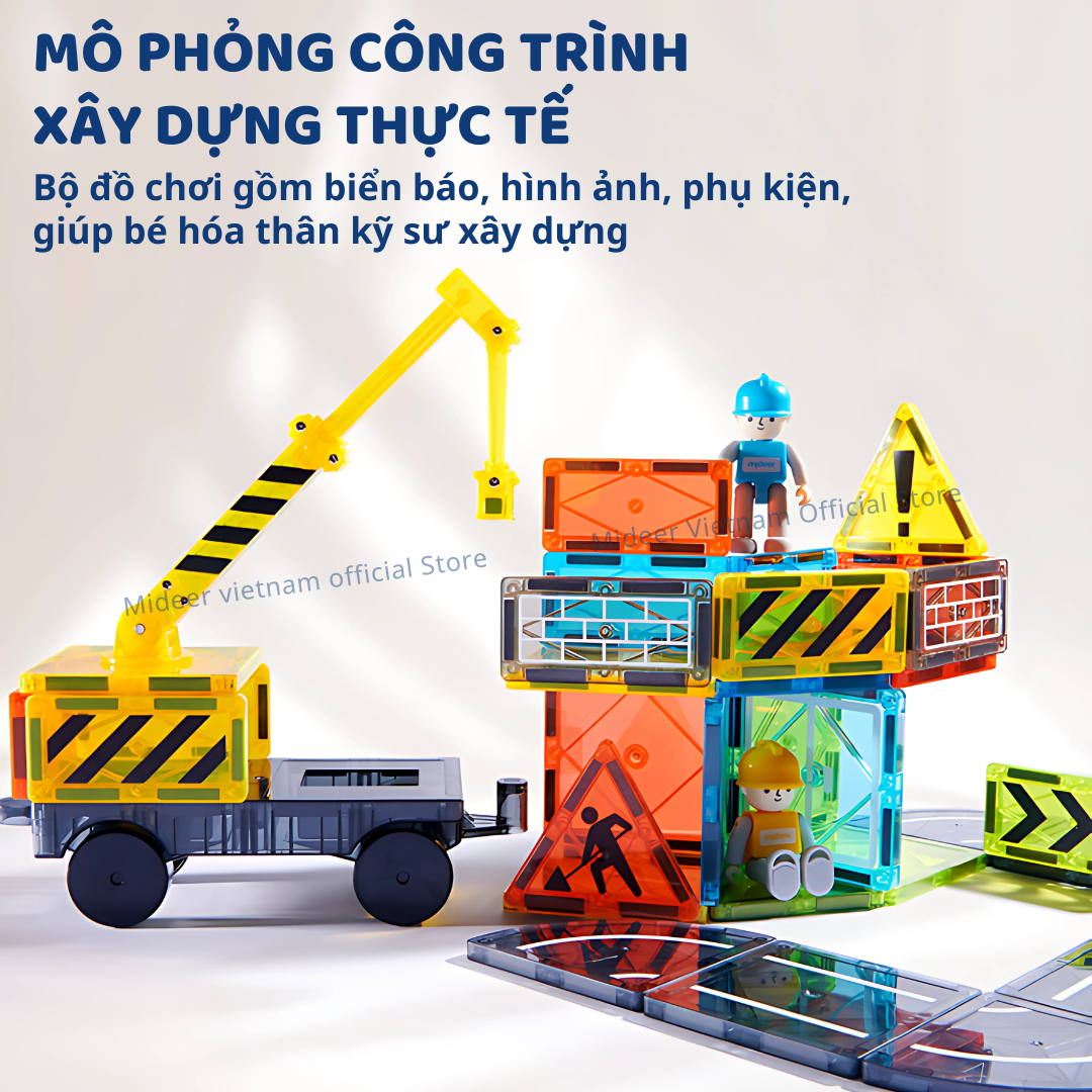 Đồ chơi xếp hình nam châm ánh sáng Mideer Magnetic Tiles nam châm lắp ráp cho bé