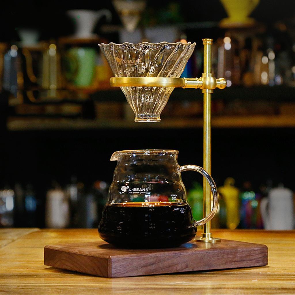 Wood &Copper Manual Pour Over Drip Coffee Filter Dripper Cup Holder Stand