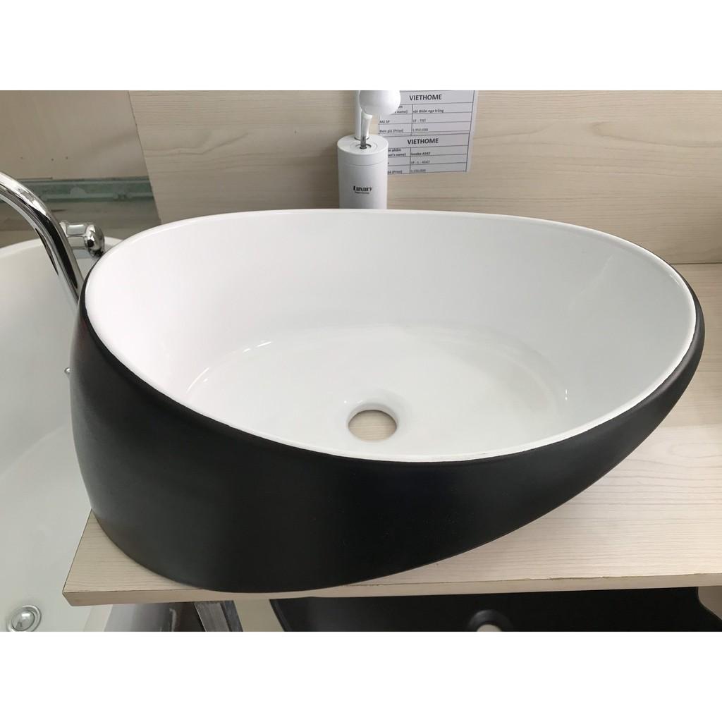 LAVABO ĐẶT BÀN ĐÁ HÌNH THUYỀN ĐEN