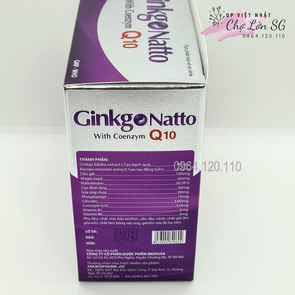 Bổ não GINKGO NATTO Coenzym Q10 tím tăng cường lưu thông tuần hoàn não - Hộp 100 viên