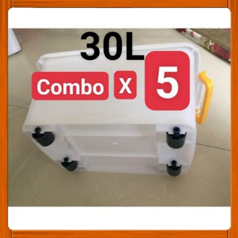 COMBO 5 THÙNG NHỰA BÁNH XE 30L