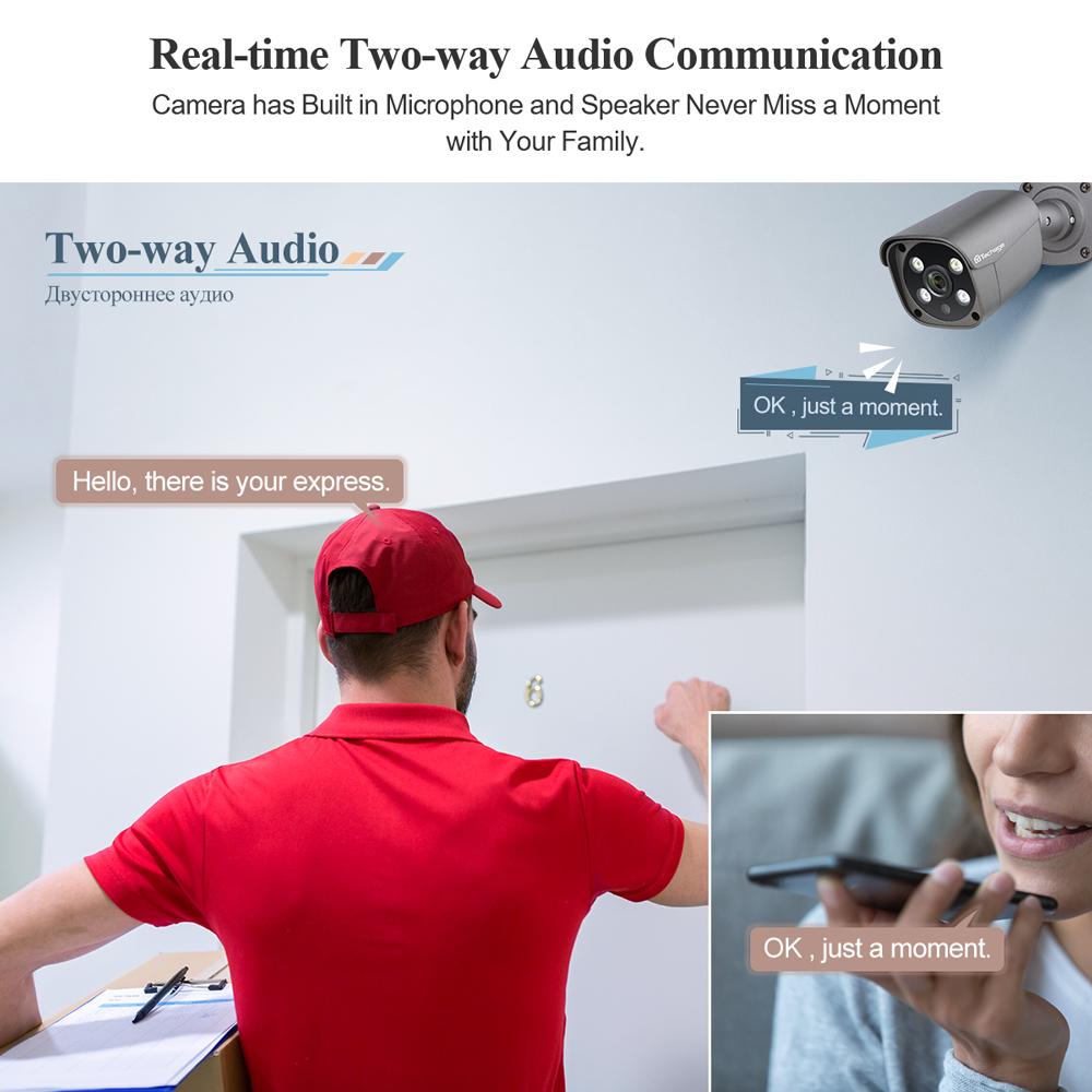Techage 16CH 5MP POE NVR Kit Hệ thống camera an ninh Âm thanh hai chiều H.265 Camera IP AI Camera ngoài trời Bộ giám sát video camera quan sát P2P Ổ cứng tích hợp: Không có