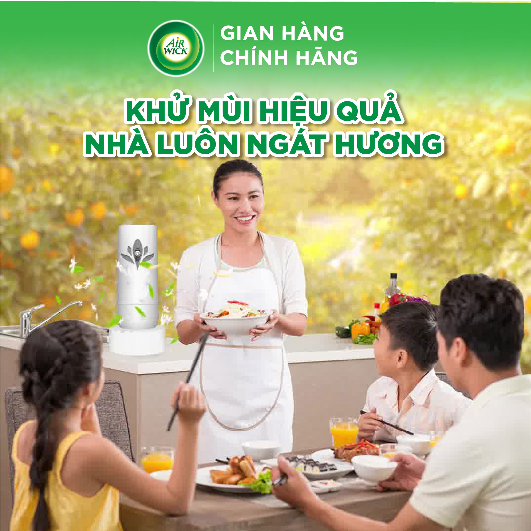 Máy xịt thơm phòng AIRWICK hương Cam Quýt, Anh Quốc, hương thơm thanh mát, công nghệ Odour Stop, ngát hương 24/7 250ml