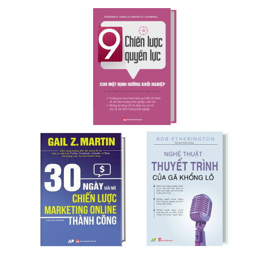 Combo 3 Cuốn 9 Chiến Lược Quyền Lực Cho Một Định Hướng Khởi Nghiệp + Nghệ Thuật Thuyết Trình Của Gã Khổng Lồ + 30 Ngày Giải Mã Chiến Lược Marketing Online Thành Công