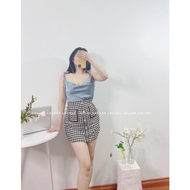 Chân váy công sở giả dạ tweed Laluas