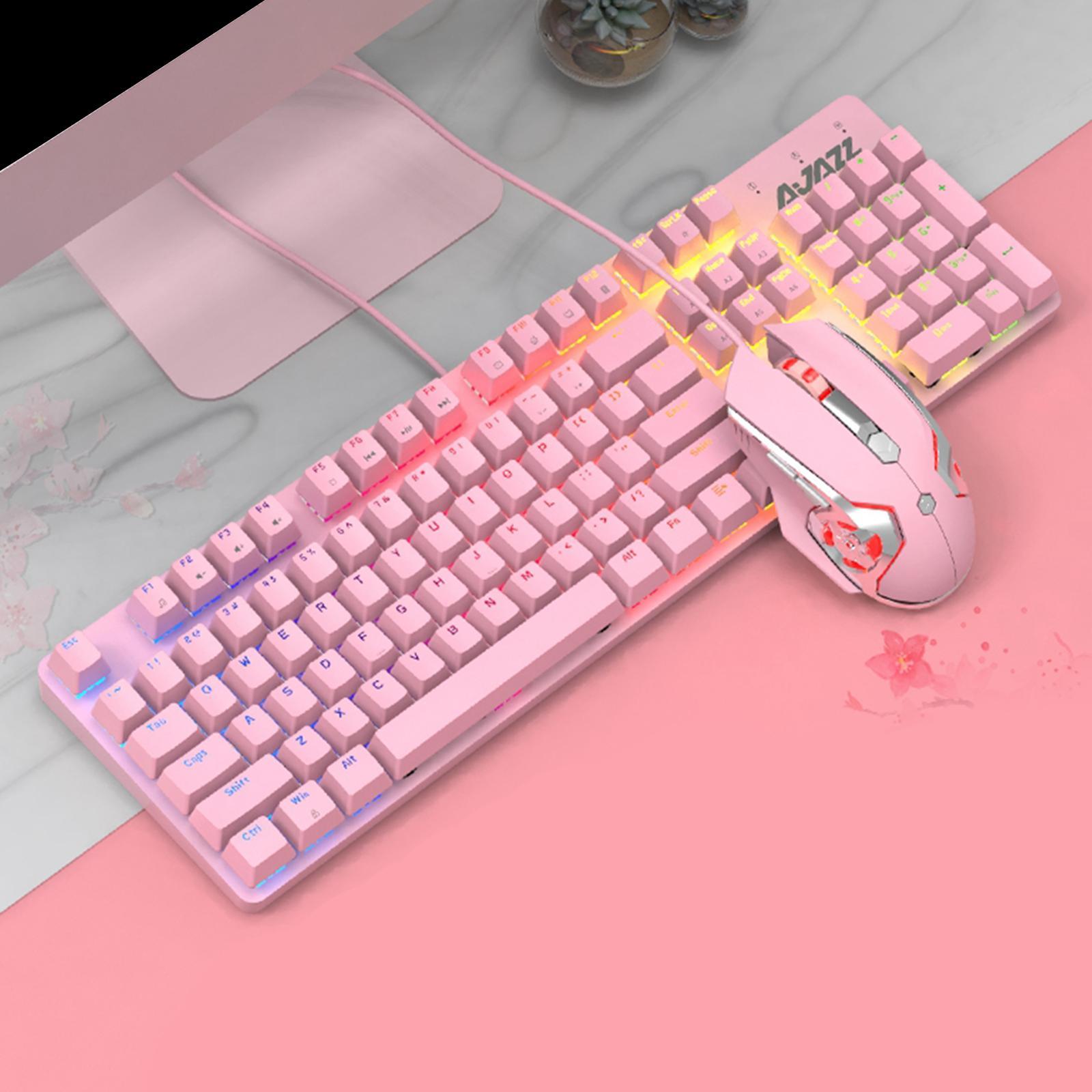 USB Mechanical Keyboard Blue/Red Switch Anti-Ghosting Mouse Set