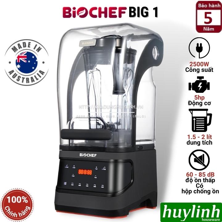 Máy xay sinh tố công nghiệp BioChef BIG 1 - Chống Ồn - Động cơ 5HP - Công suất 2500W - Dung tích 1.5 - 2 lít - Hàng chính hãng Sản xuất tại Úc