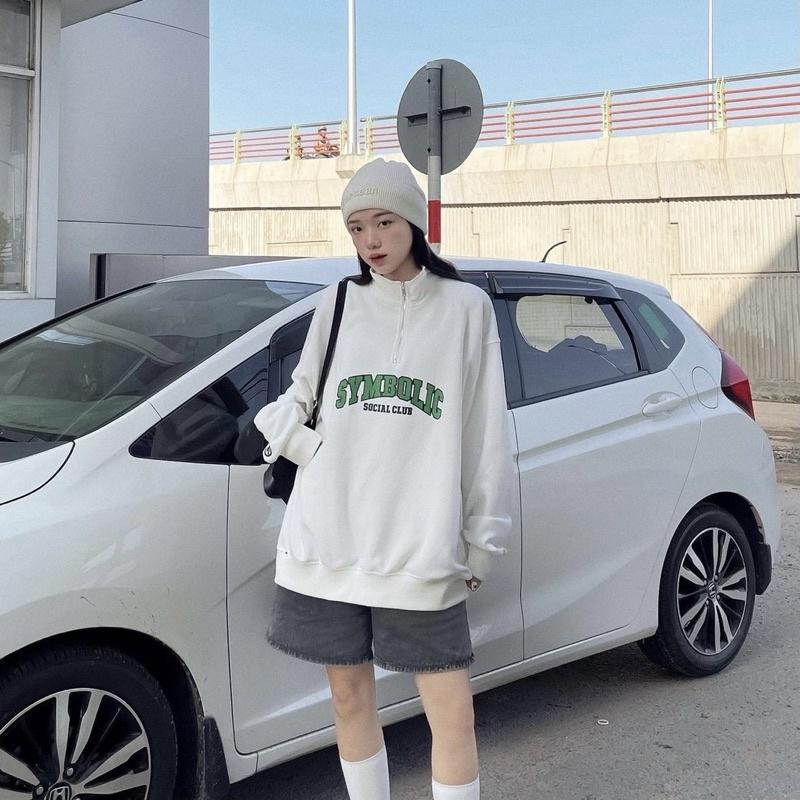 Áo sweater nỉ SYMBOL unisex Homies cổ trụ có khoá zip