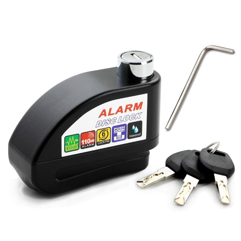 Ổ khóa đĩa xe máy chống trộm có còi hú báo động tặng kèm pin