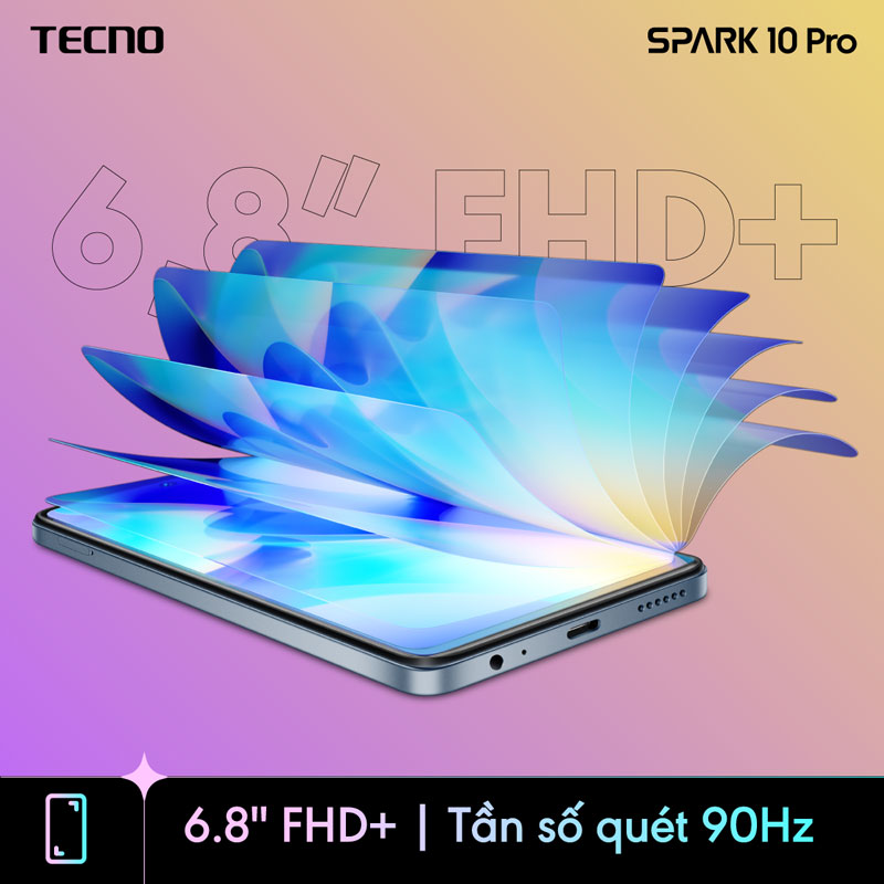 Điện thoại Tecno SPARK 10 Pro 8GB/128GB - Helio G88 | 5000 mAh | Sạc nhanh 18W | Cảm ứng vân tay - Hàng chính hãng