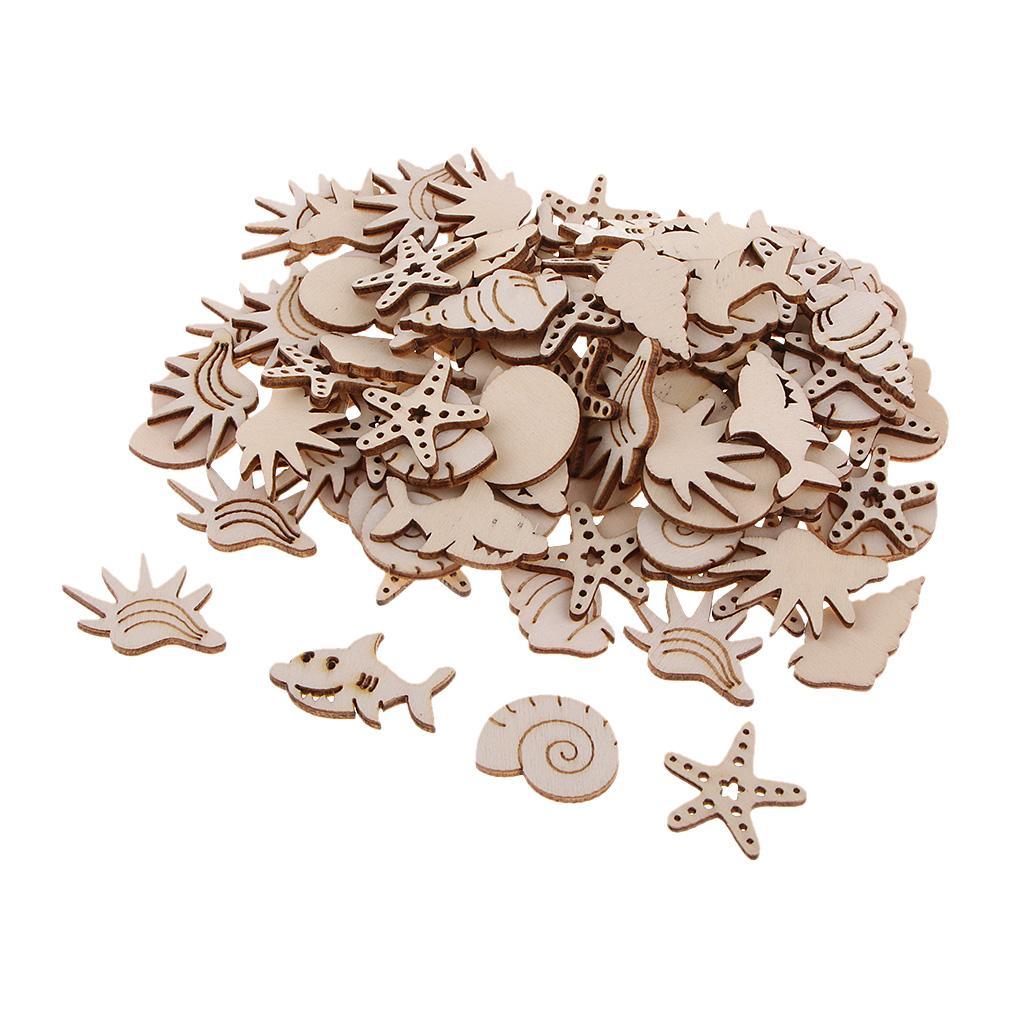 100 Wooden Embellishments Craft Unfinished Wooden Hanging DIY