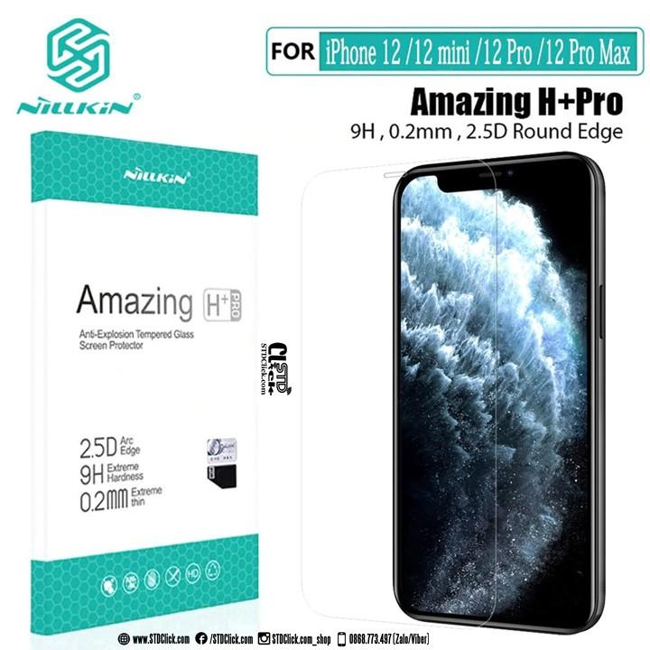 KÍNH CƯỜNG LỰC DÀNH CHO ĐIỆN THOẠI IPHONE 12 MINI - 12 - 12 PRO -12 PRO MAX NILLKIN H+PRO 0.2MM