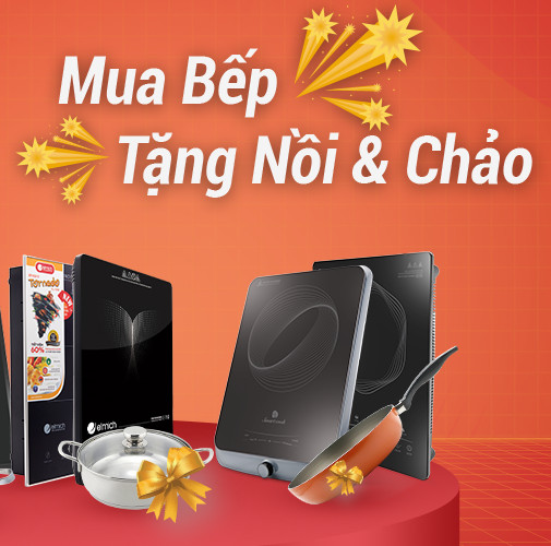 COMBO BẾP TỪ ELMICH 2357950 (2000W - 220VAC) + NỒI LẨU INOX 3 LỚP &amp; CHẢO CHỐNG DÍNH 26cm