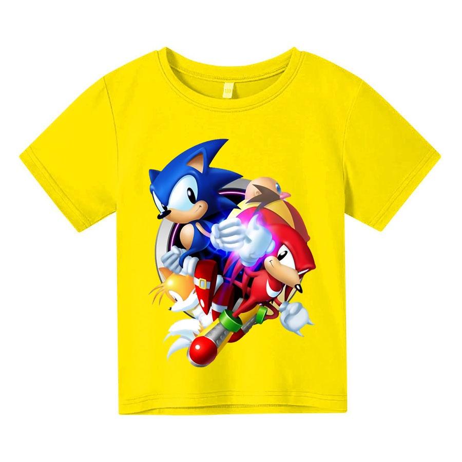Áo thun trẻ em bộ 3 sonic Có size người lớn, King Cotton