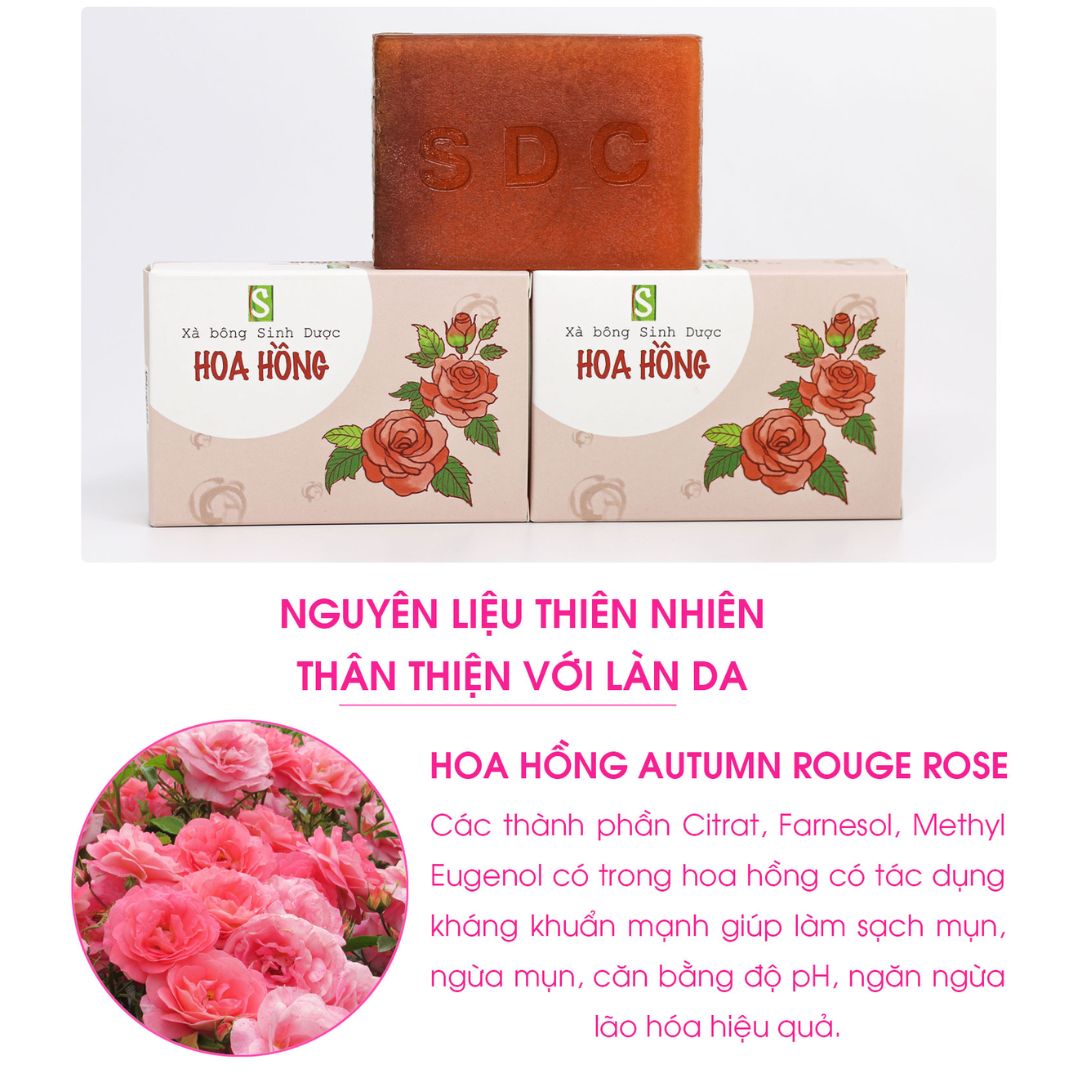 Xà bông hoa hồng Sinh dược - 100g/ bánh