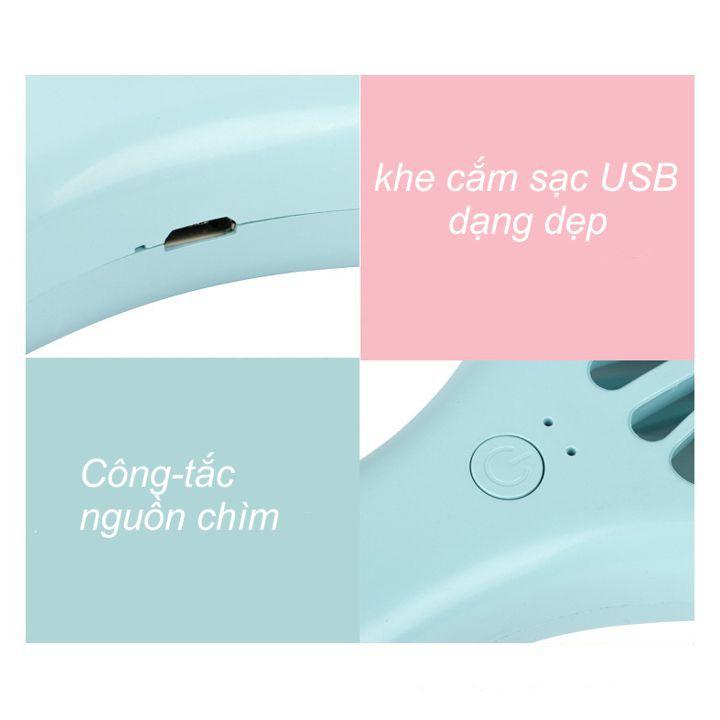 Quạt mini cầm tay sạc điện USB dáng Lolipop có đèn LED đổi màu sử dụng 2 tiếng