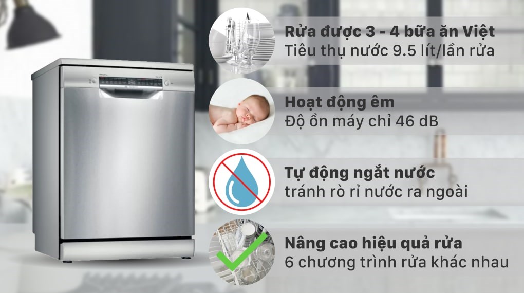 Hình ảnh Máy Rửa Bát Độc Lập Bosch HMH.SMS4IVI01P (Cam Kết Hàng Chính Hãng 100%)