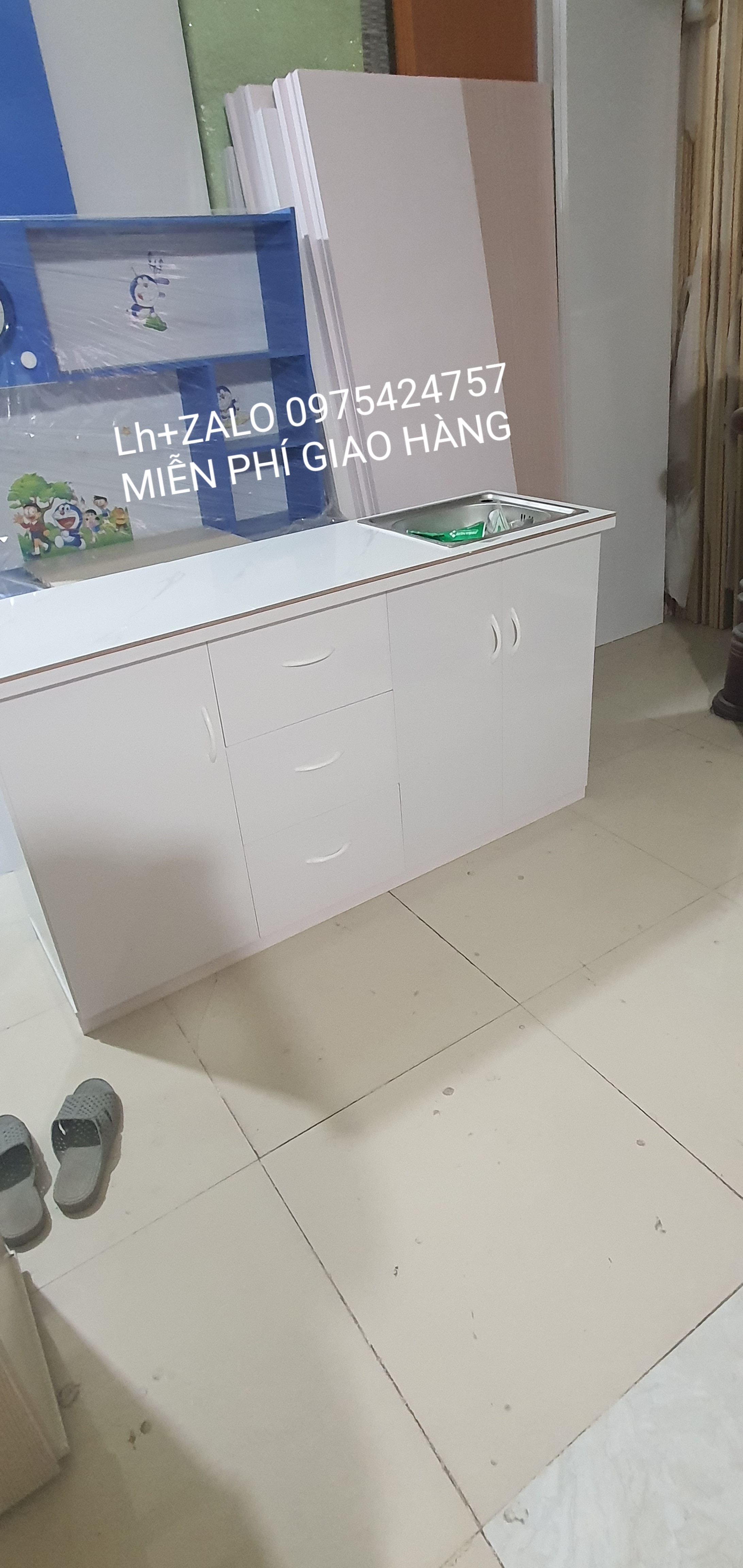 Tủ bếp mini sẵn bồn nhựa đài loan