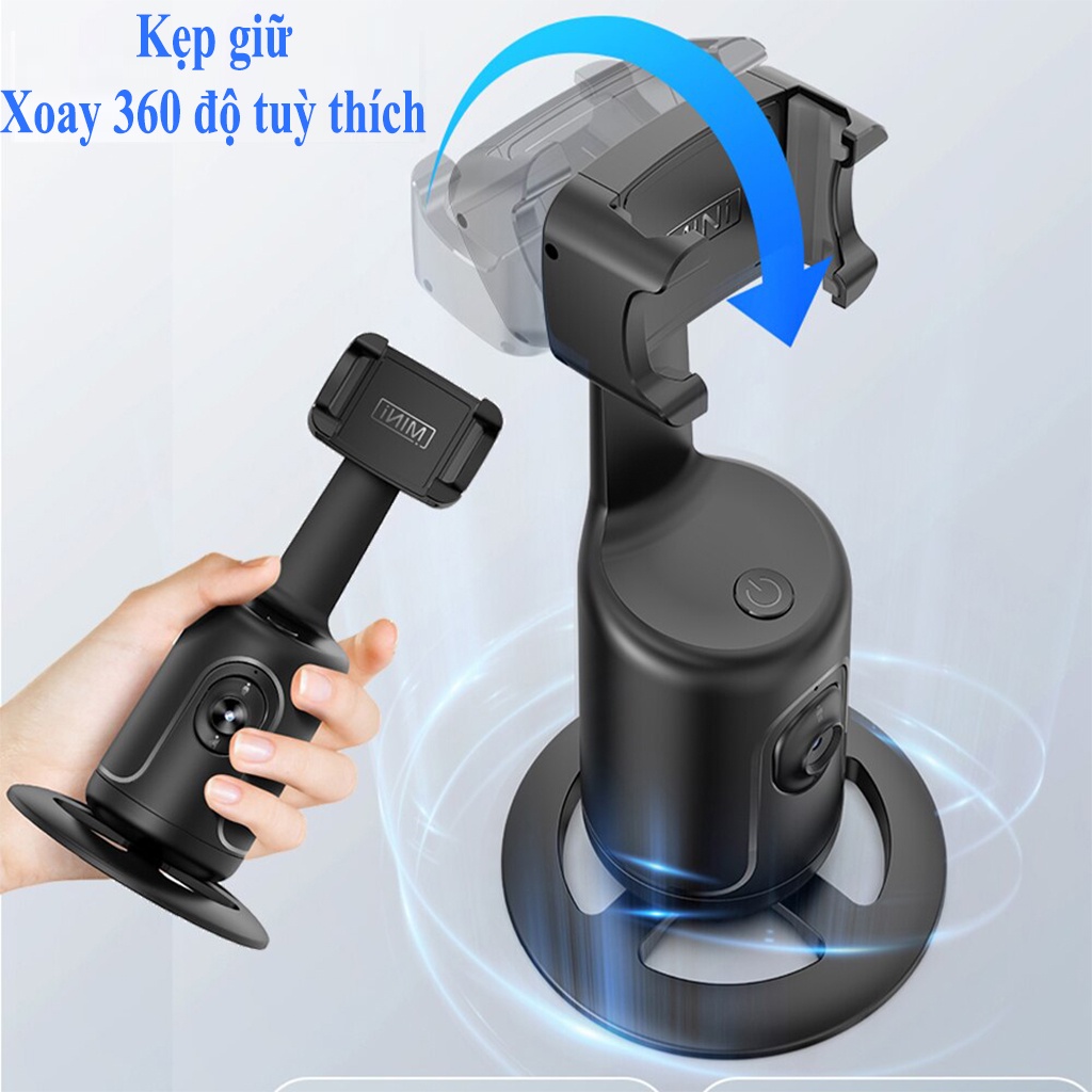 Gimbal AI kiêm giá đỡ điện thoại cảm biến thông minh quay phim chụp hình xoay 360 độ nhận diện khuôn mặt - Auto Smart Following cameraman  ( Giao màu ngẫu nhiên)